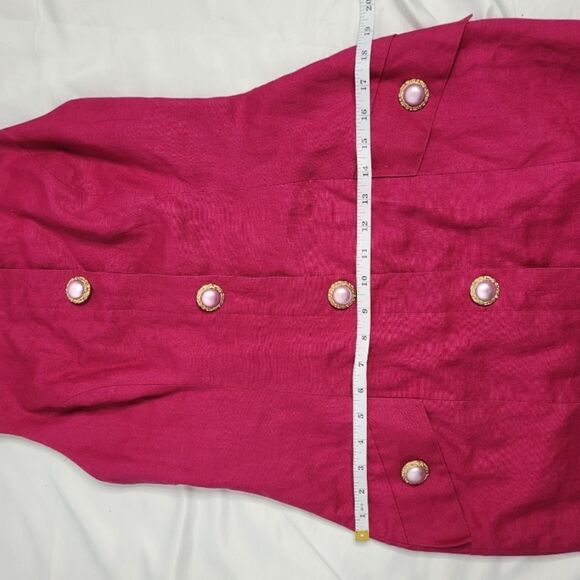 VINTAGE 90s dress linen magenta‎ pink criss-cross back S - Picture 11 of 12